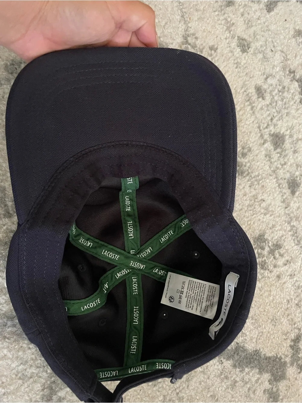Lacoste Navy Blue Baseball Cap with Green Crocodile Logo